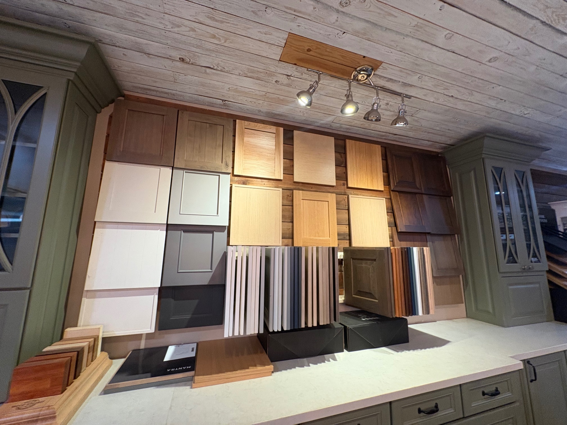 Cabinet door samples display in the showroom